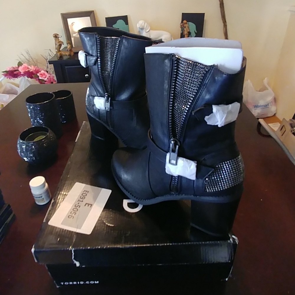 Black with silver, new with tags and box booties.